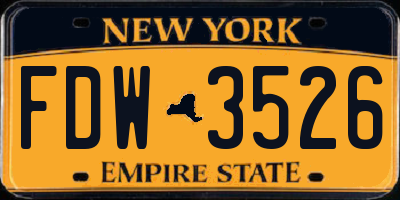 NY license plate FDW3526