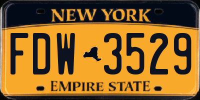 NY license plate FDW3529