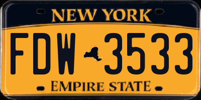 NY license plate FDW3533