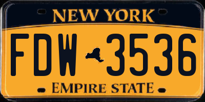 NY license plate FDW3536