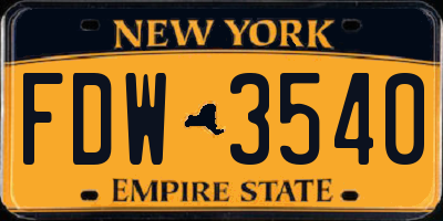 NY license plate FDW3540