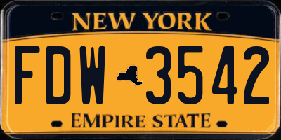 NY license plate FDW3542