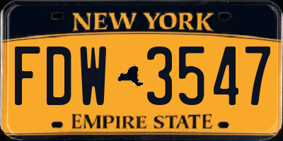 NY license plate FDW3547