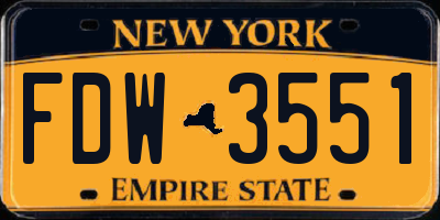 NY license plate FDW3551