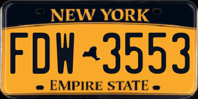 NY license plate FDW3553