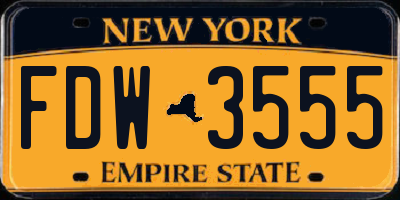 NY license plate FDW3555