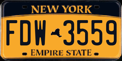 NY license plate FDW3559