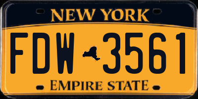 NY license plate FDW3561