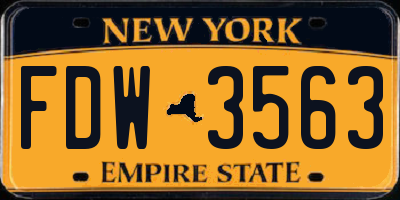 NY license plate FDW3563