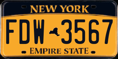 NY license plate FDW3567