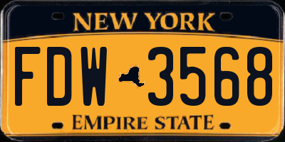NY license plate FDW3568