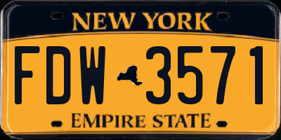 NY license plate FDW3571