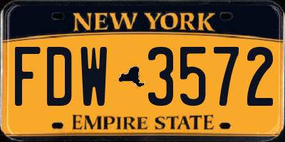 NY license plate FDW3572