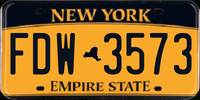 NY license plate FDW3573