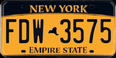 NY license plate FDW3575