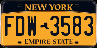 NY license plate FDW3583