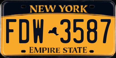 NY license plate FDW3587
