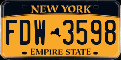 NY license plate FDW3598