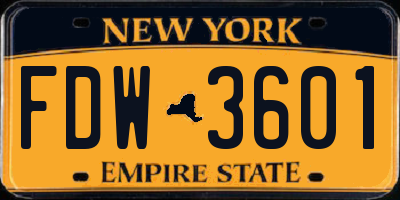 NY license plate FDW3601