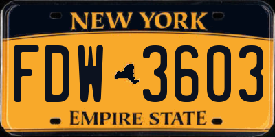 NY license plate FDW3603