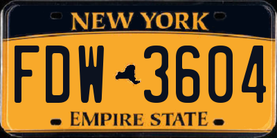 NY license plate FDW3604