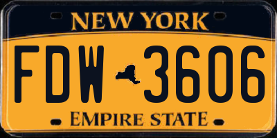 NY license plate FDW3606