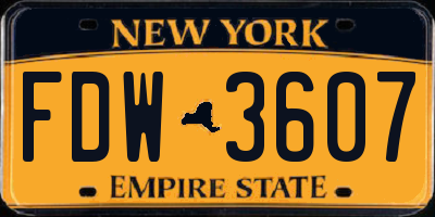 NY license plate FDW3607