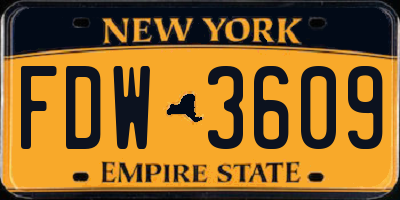 NY license plate FDW3609