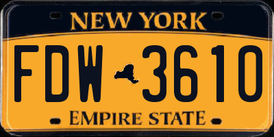 NY license plate FDW3610