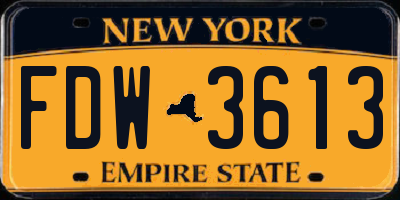 NY license plate FDW3613