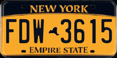 NY license plate FDW3615