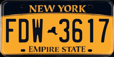 NY license plate FDW3617