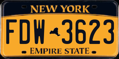 NY license plate FDW3623