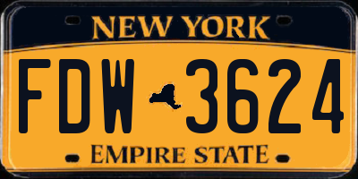 NY license plate FDW3624