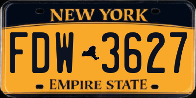 NY license plate FDW3627