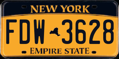 NY license plate FDW3628