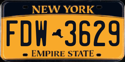 NY license plate FDW3629