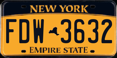 NY license plate FDW3632
