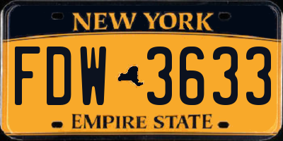NY license plate FDW3633