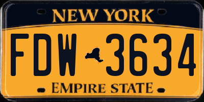 NY license plate FDW3634