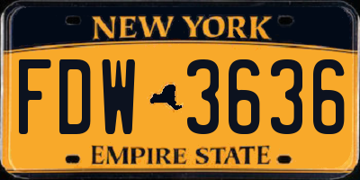 NY license plate FDW3636