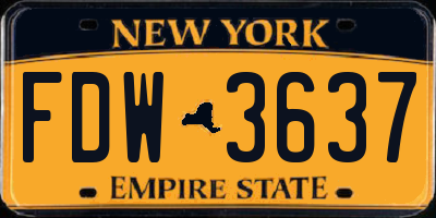 NY license plate FDW3637