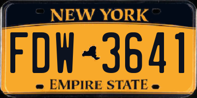NY license plate FDW3641