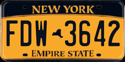 NY license plate FDW3642