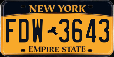 NY license plate FDW3643