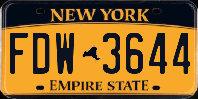 NY license plate FDW3644