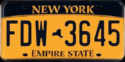 NY license plate FDW3645