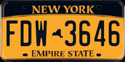 NY license plate FDW3646
