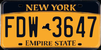 NY license plate FDW3647