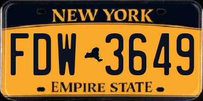 NY license plate FDW3649